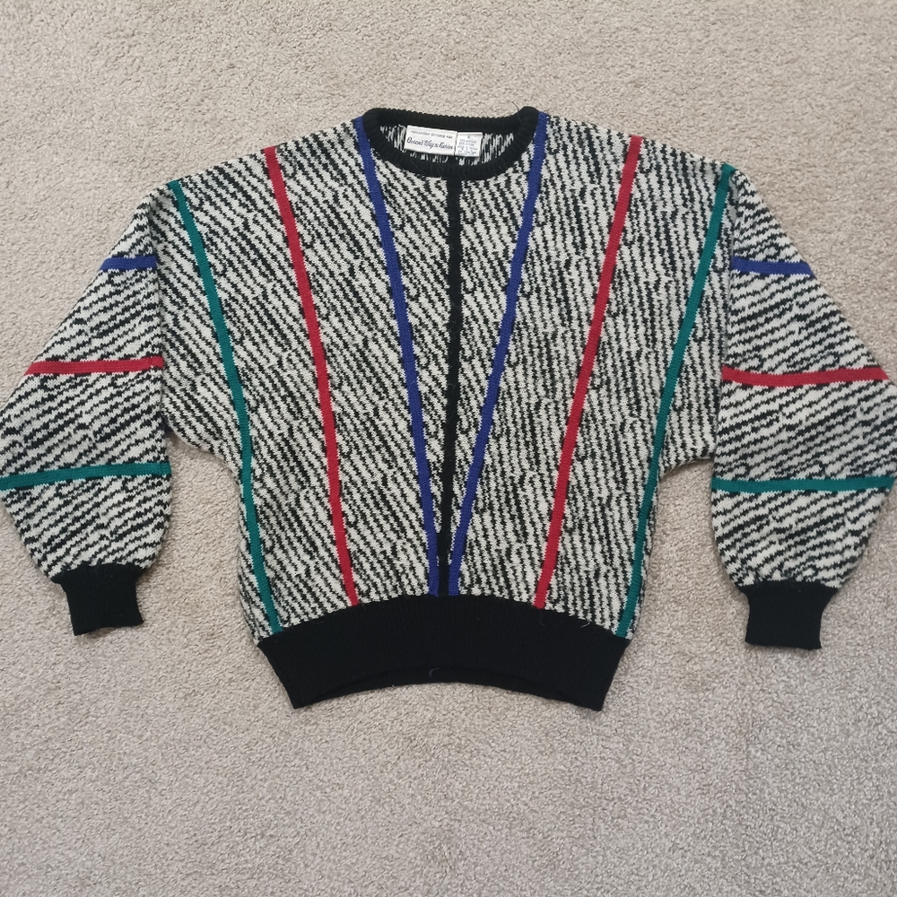 VTG Queen's Way To Fashion Multi Colored Grandpa Style Sweater Size: S